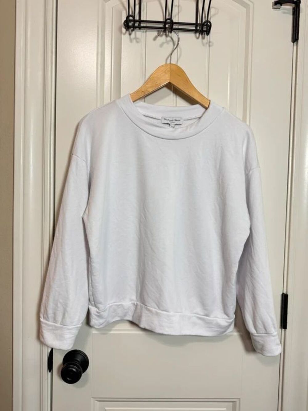 Michael Stars Women’s White Cropped Crewneck Sweatshirt Medium M Soft Pullover